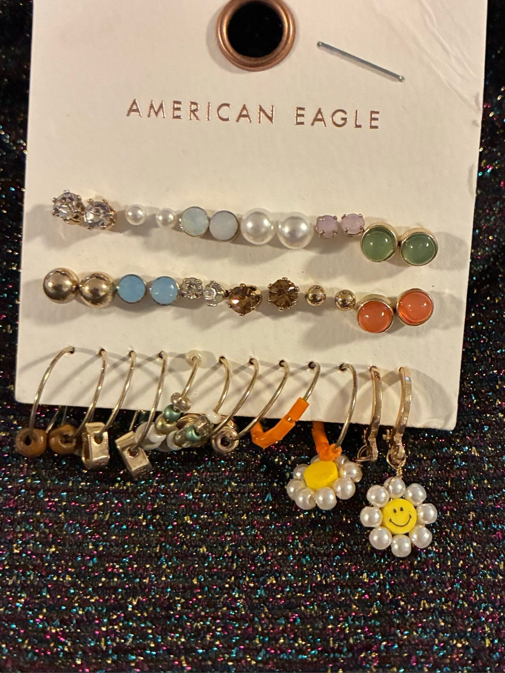 American Eagle Outfitters Mixed Color Pearl & Stone Earrings Set